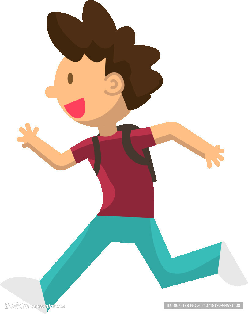 奔跑上学的快乐少年