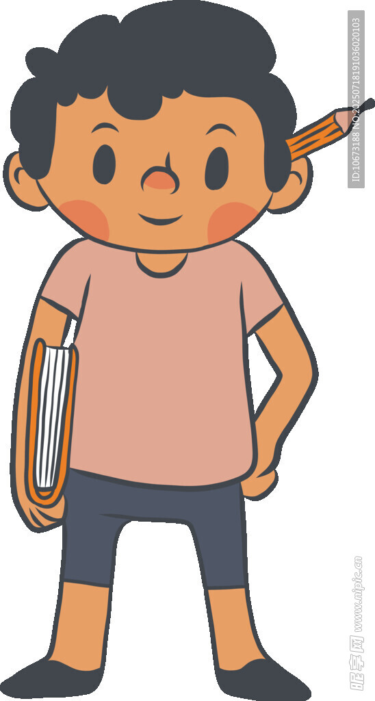 手持画笔的可爱小男孩