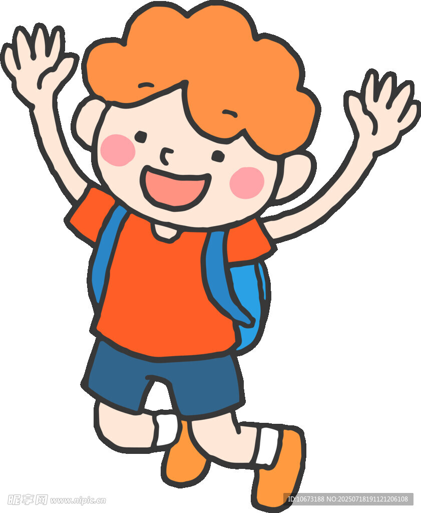 快乐上学的小男孩