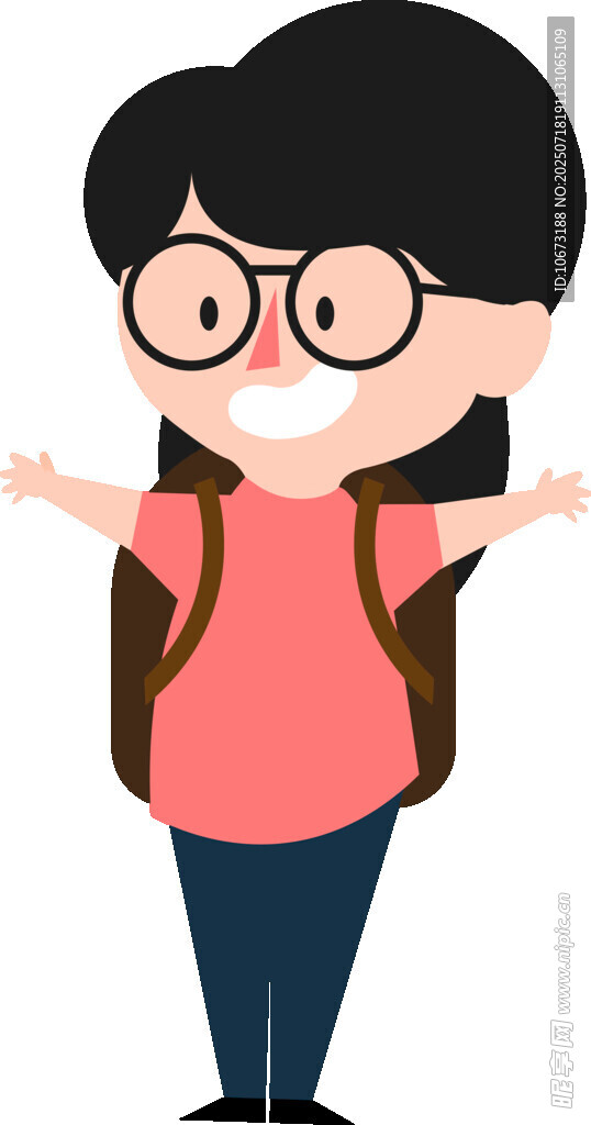 背着书包的开心小学生
