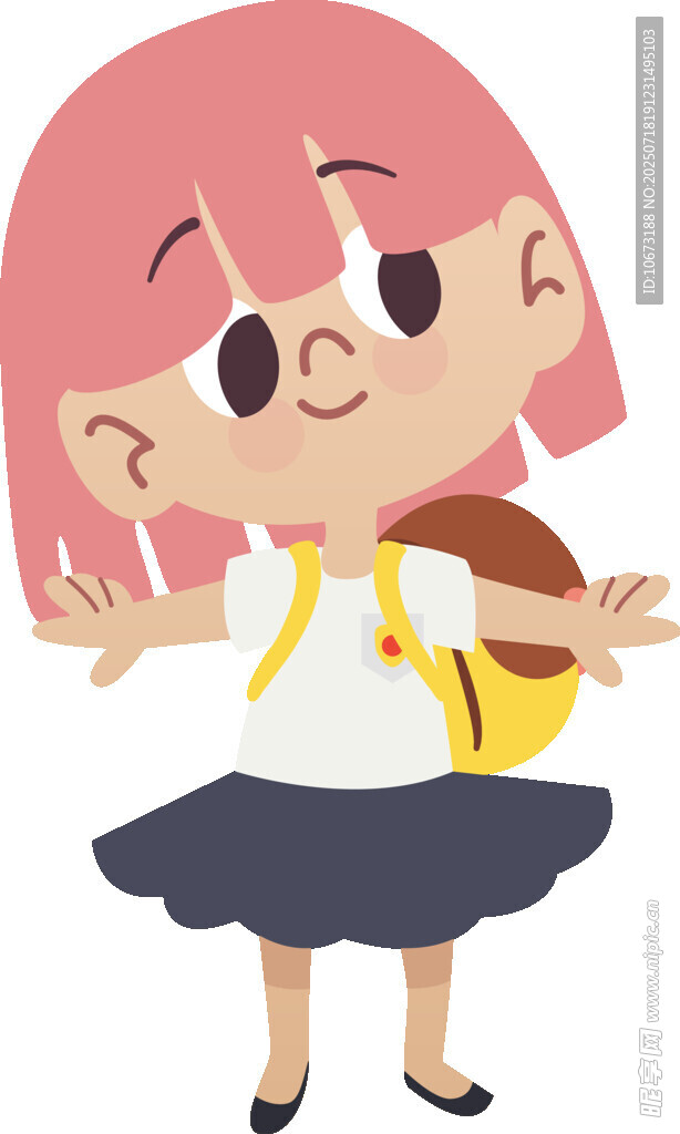 背着书包的俏皮小女孩