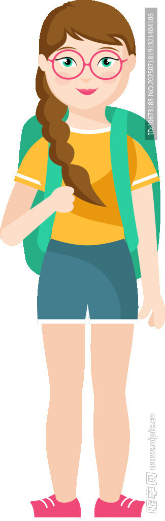 背着书包的可爱小女孩