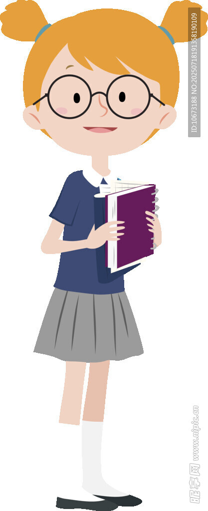 戴眼镜的校园小女孩