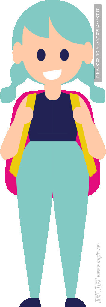 背着书包的可爱小女孩