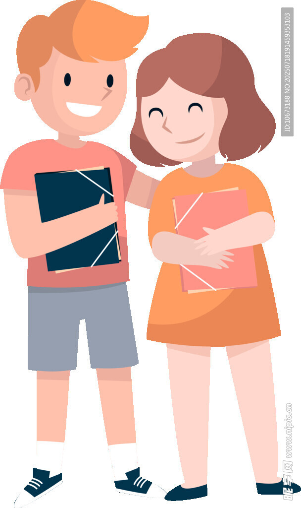 可爱兄妹手持书本