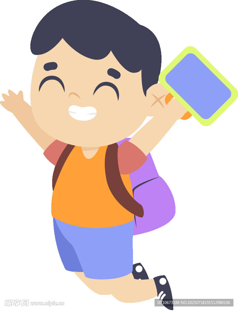 快乐上学的小男孩