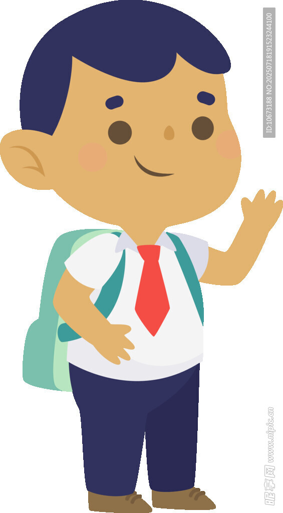背着书包的可爱小男孩
