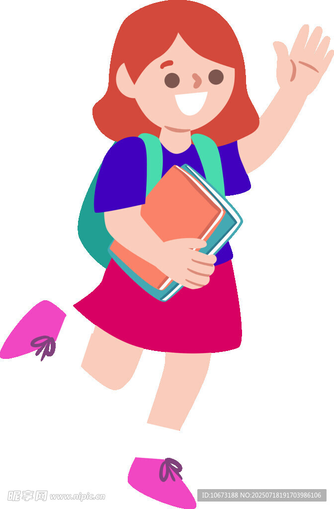 快乐上学的小女孩