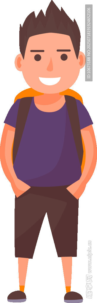微笑男孩双手插兜形象