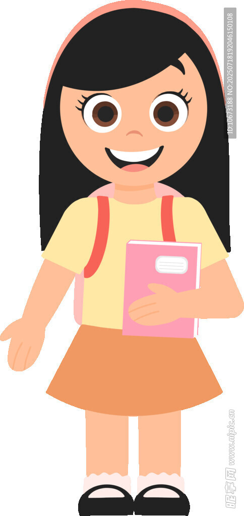 背着书包的可爱小女孩