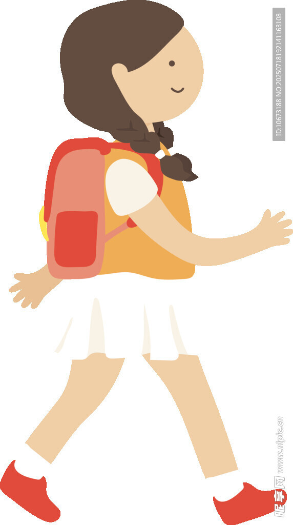 背着书包上学的小女孩