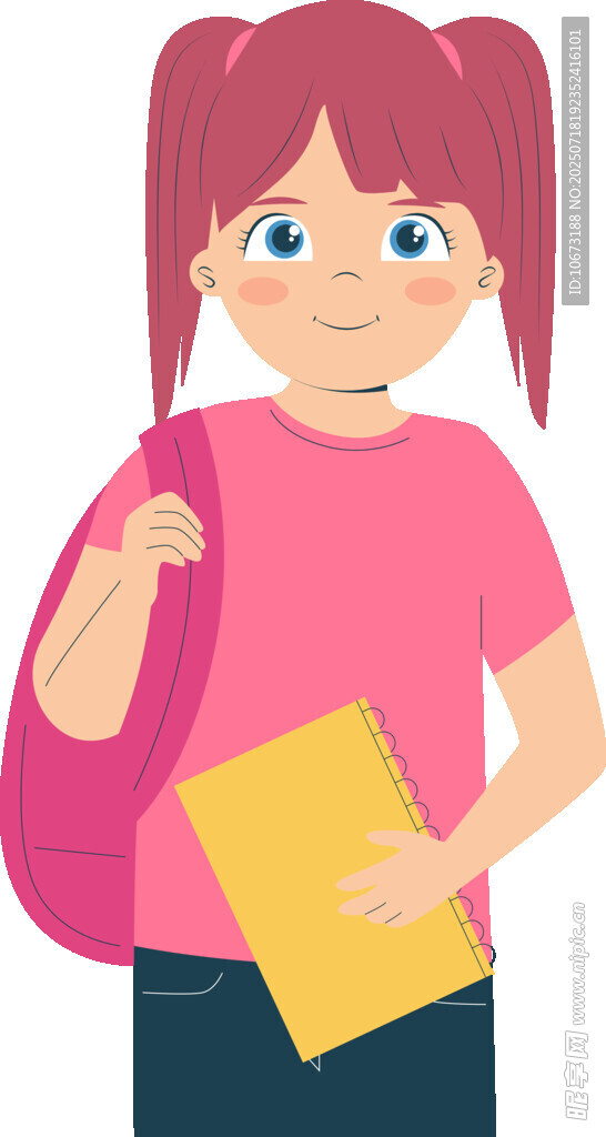 背着书包的上学小女孩