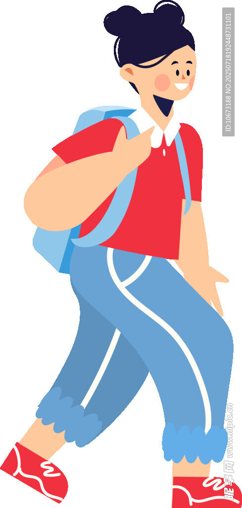 背着书包的活力少年