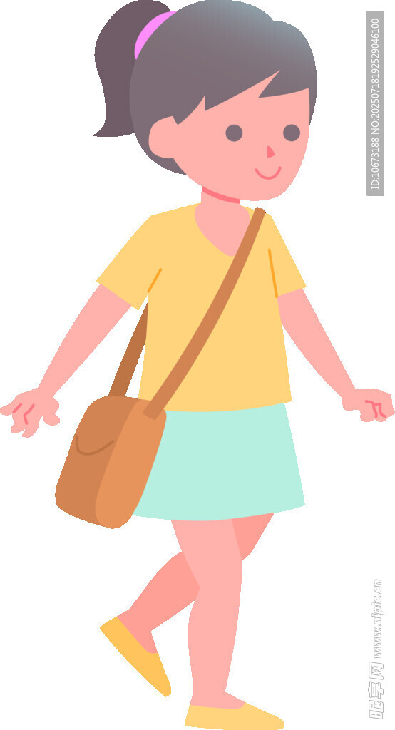 背着包行走的小女孩