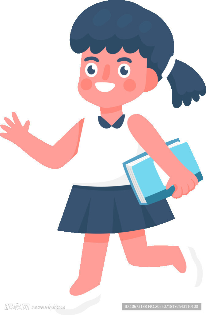 奔跑上学的可爱小女孩