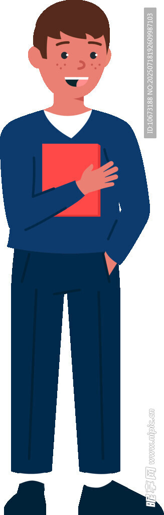 男孩手持红书表情惊讶