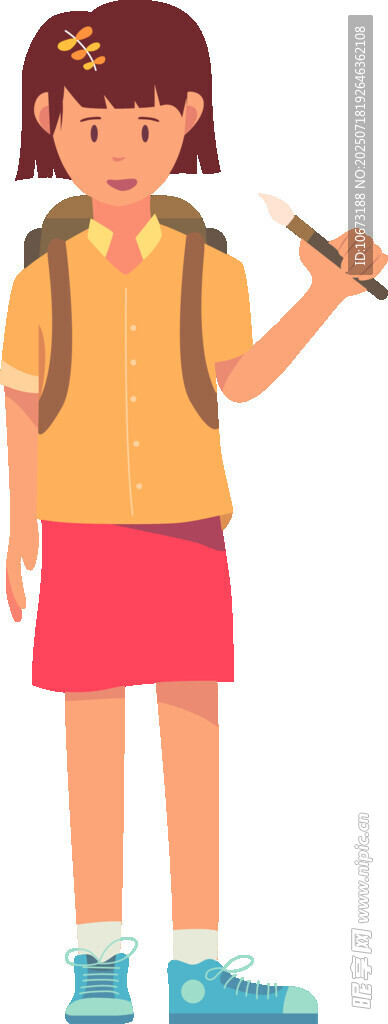背着书包的活力小女孩