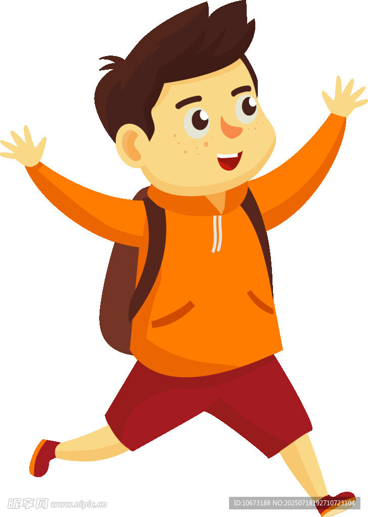 快乐上学的小男孩