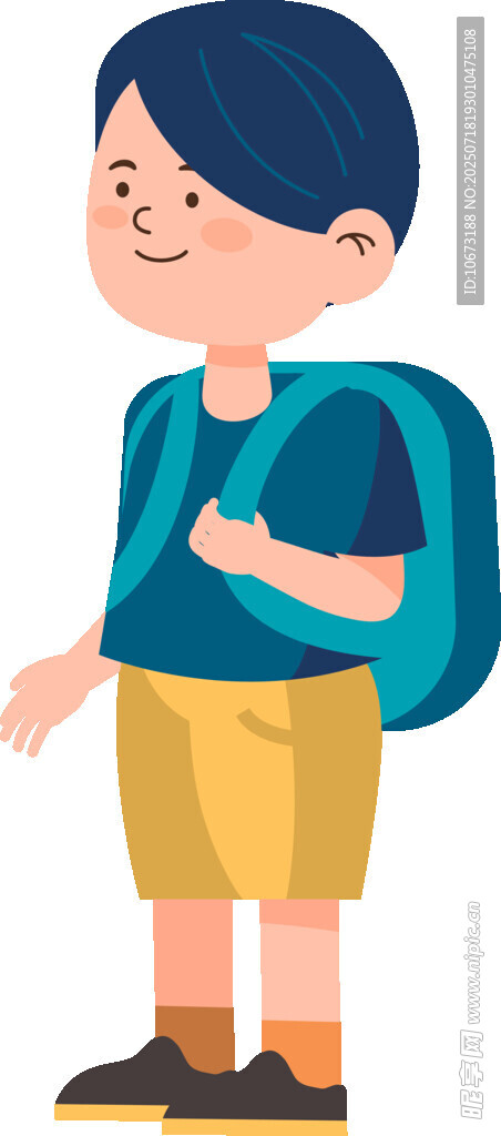 背着书包的小男孩