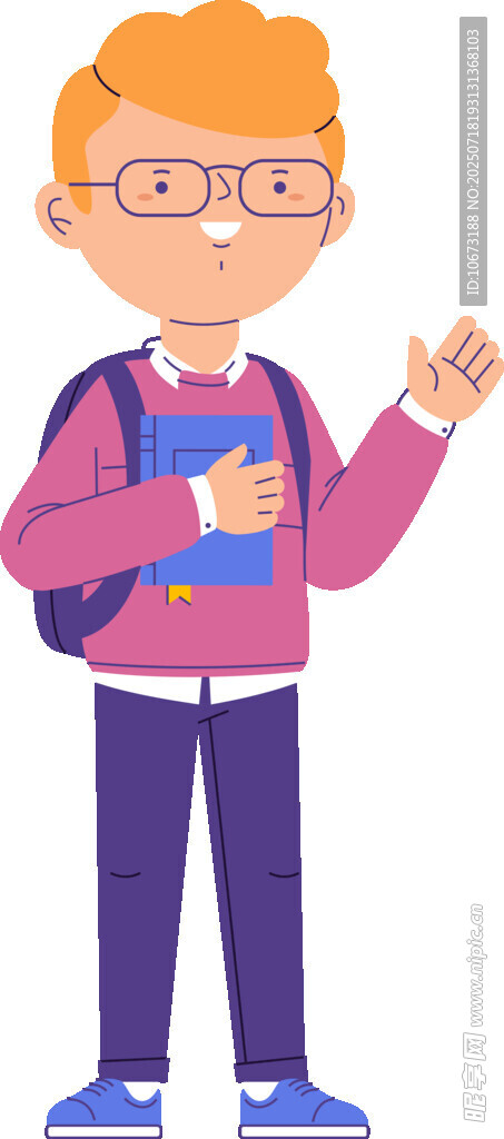 背着书包的快乐小学生