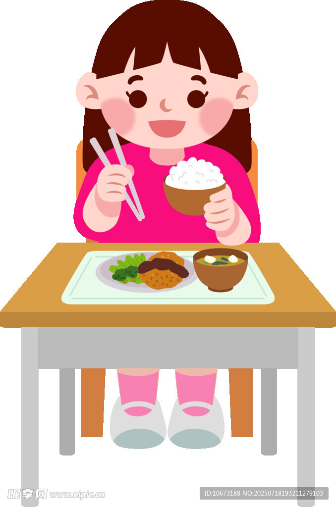 小女孩开心享用美味饭菜