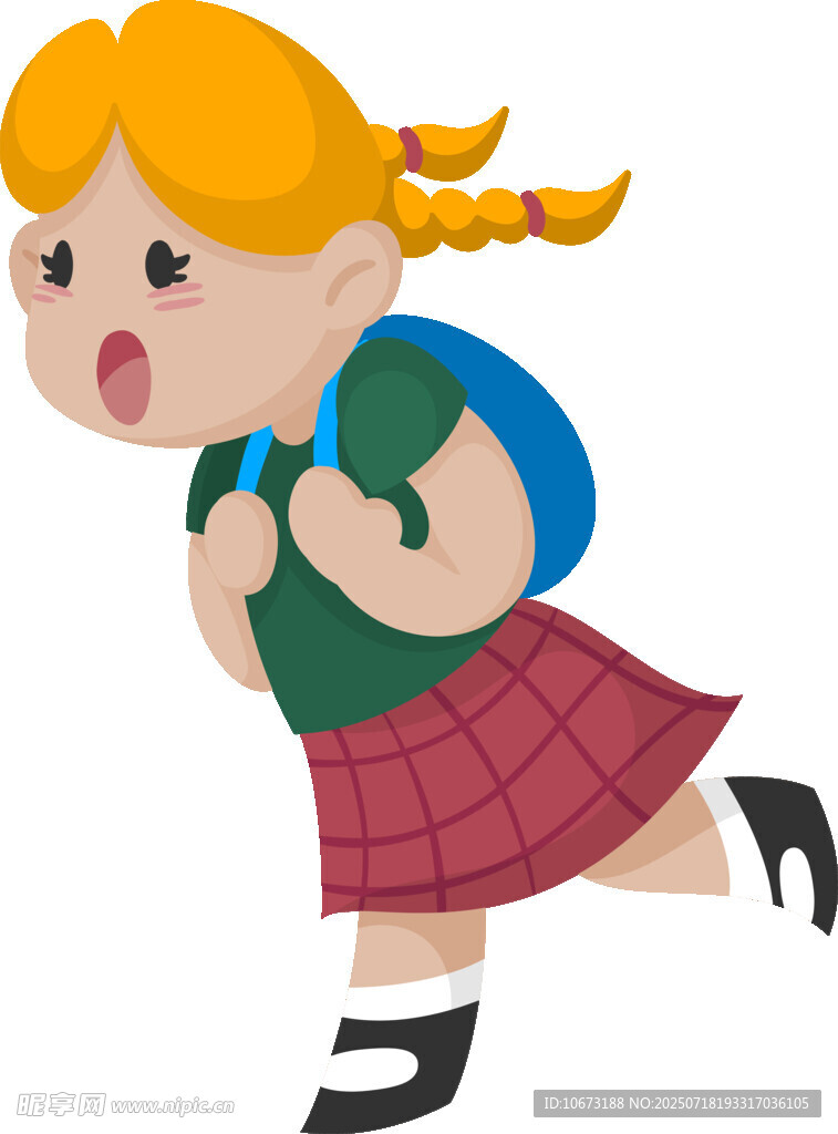 奔跑上学的小女孩