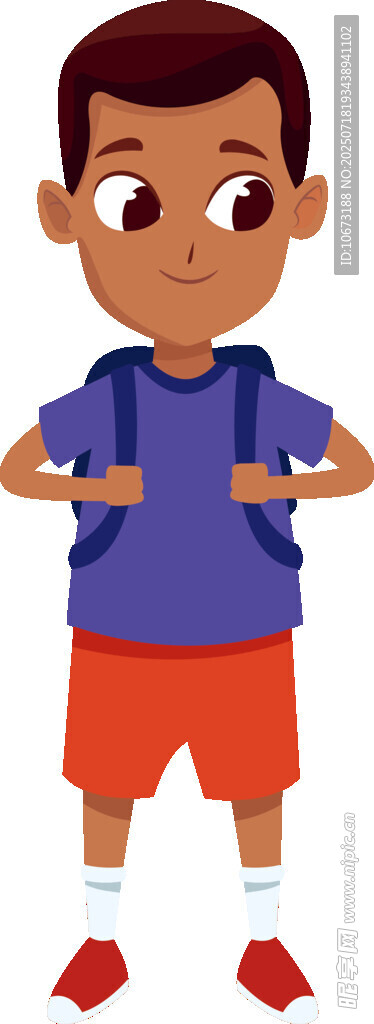 背着书包的小男孩