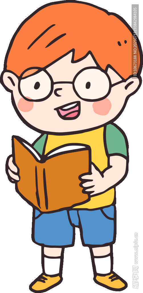 小男孩开心阅读书籍