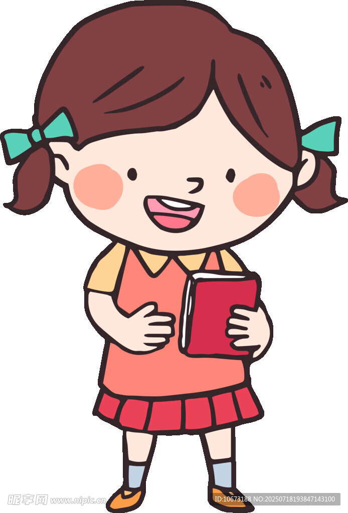手持书本的可爱小女孩