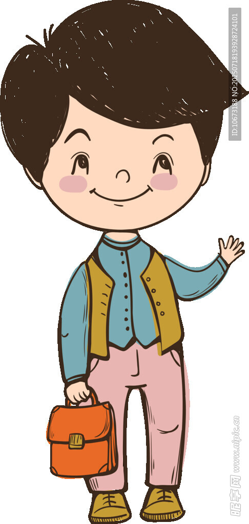 背着书包的可爱小男孩