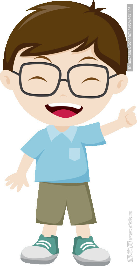 戴眼镜的快乐小男孩