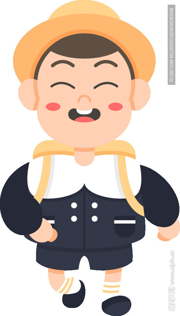 可爱背书包小男孩形象