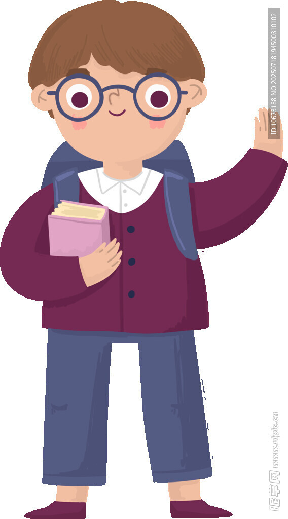 背着书包的可爱小学生