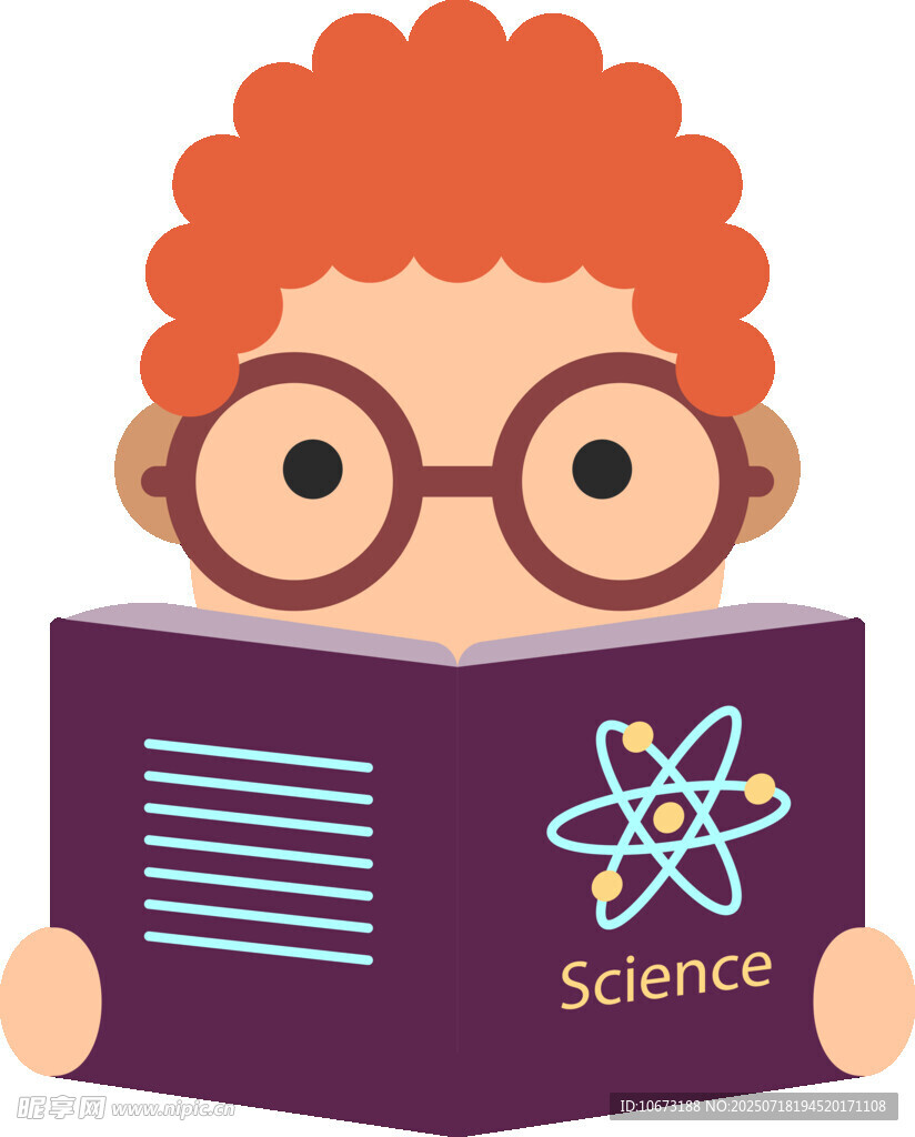 红发小孩专注读科学书籍