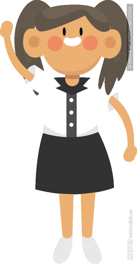 挥手的可爱女学生