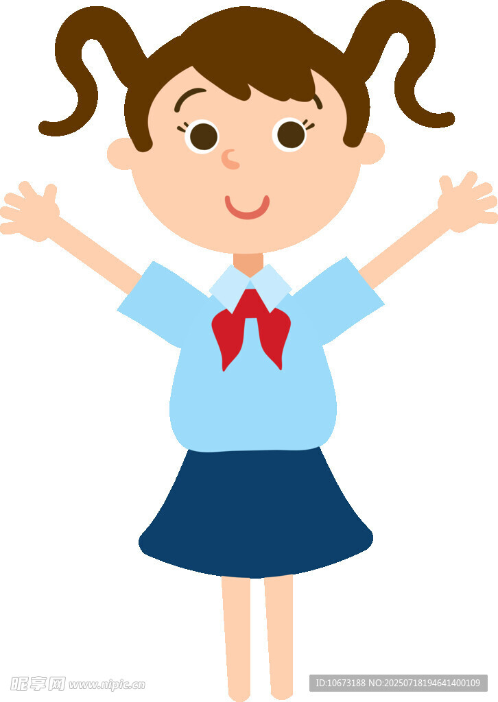 穿校服的开心小女孩