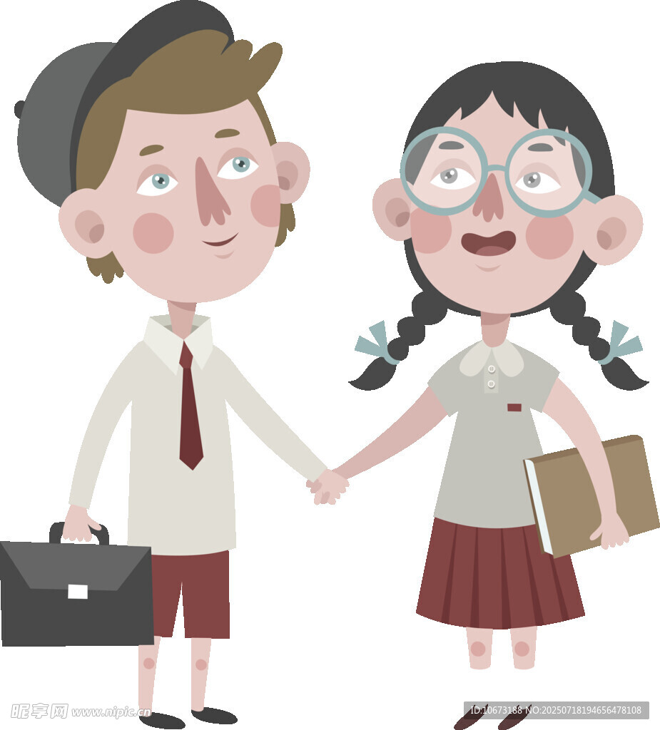 牵手的校园男女同学
