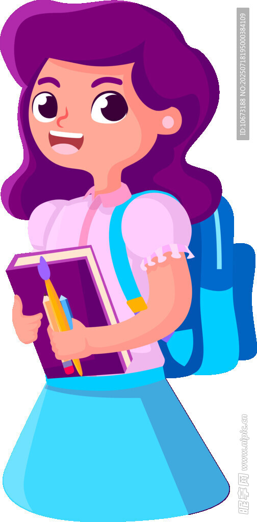 背着书包的可爱女学生