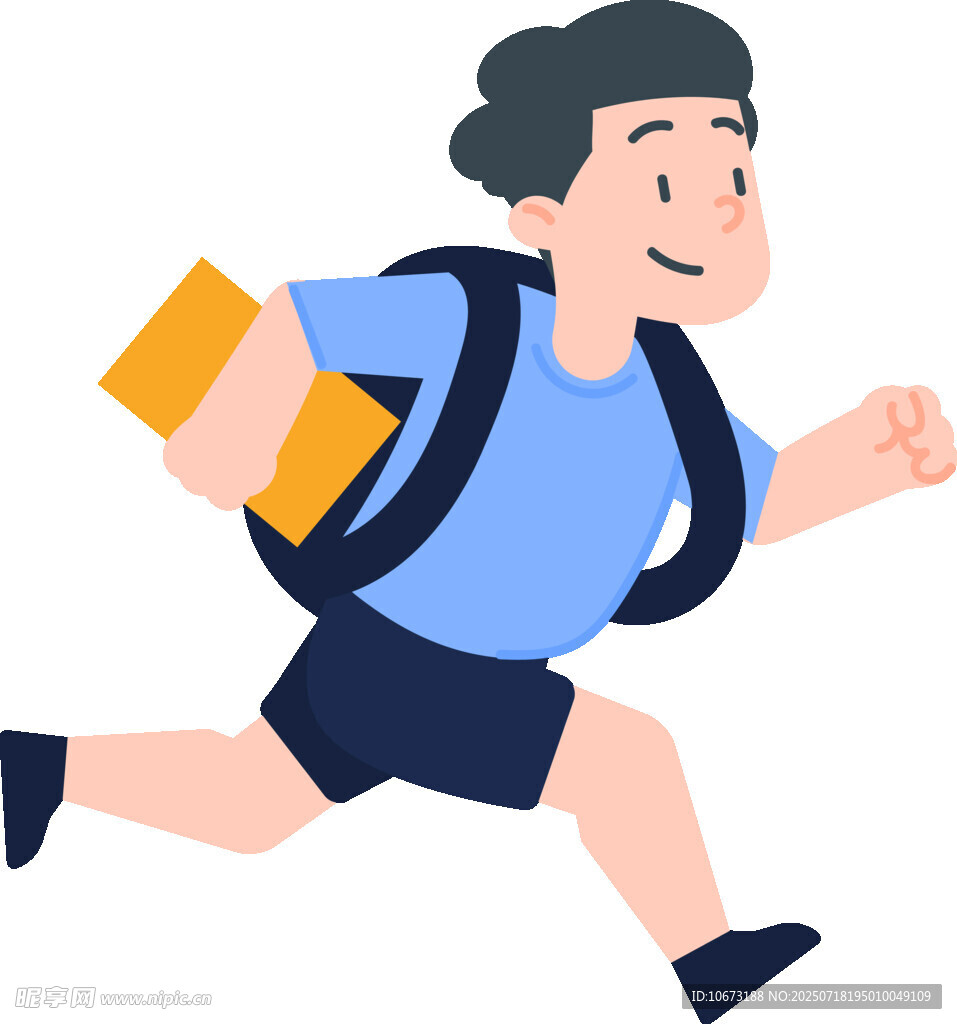奔跑上学的快乐少年
