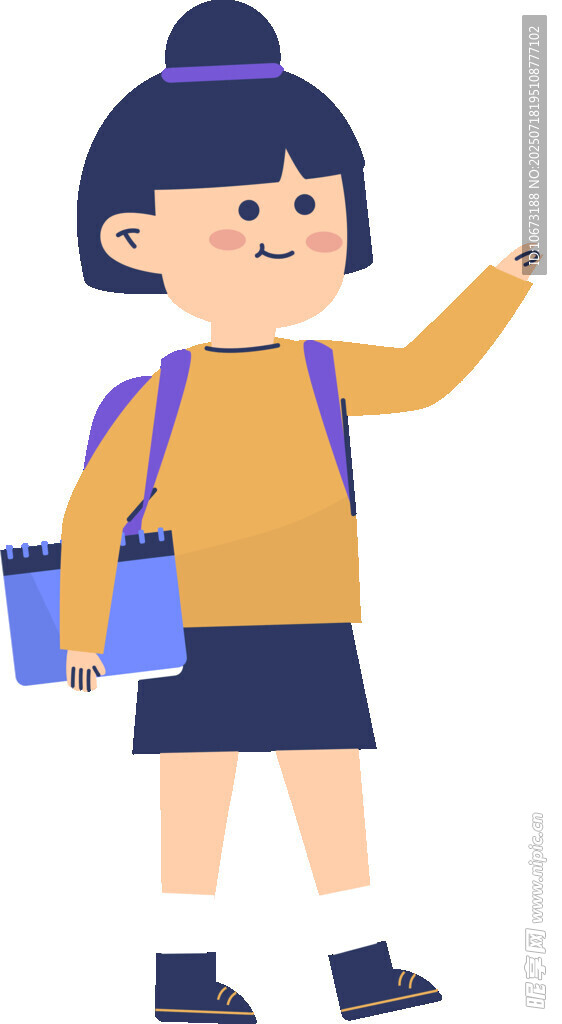 背着书包上学的小女孩