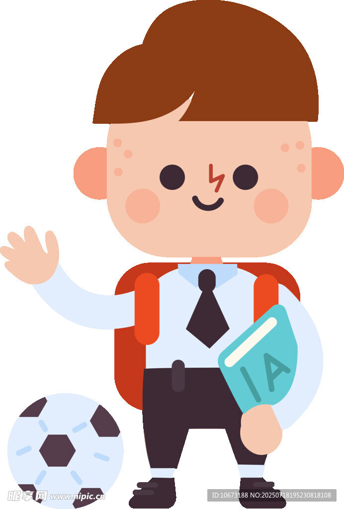 背着书包的足球少年