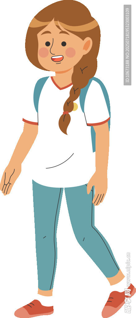 背着书包的可爱小女孩