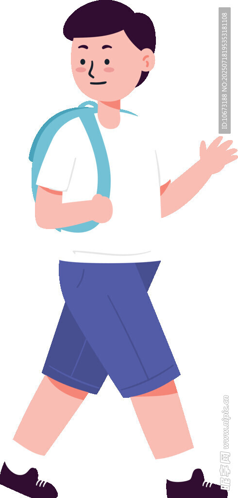 背着书包的小男孩