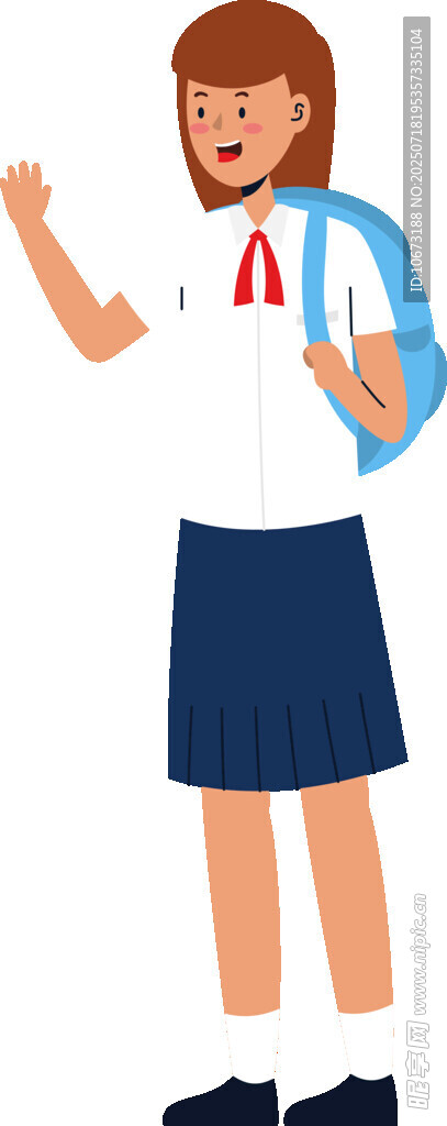 背着书包的活力女学生