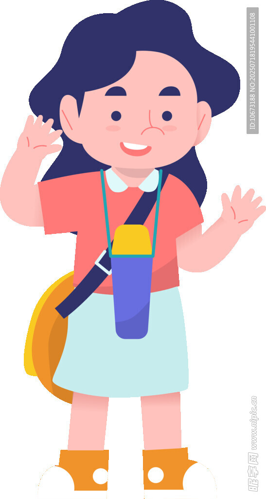 背着书包的可爱小女孩
