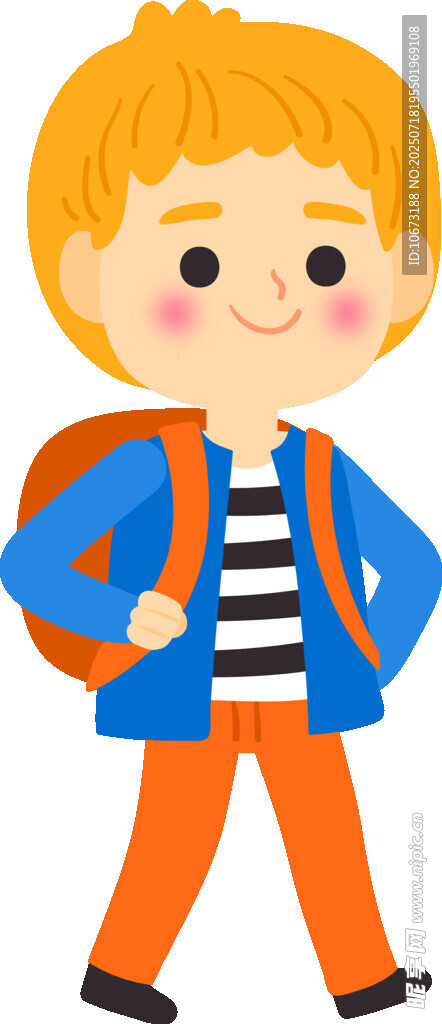 背着书包的可爱小男孩