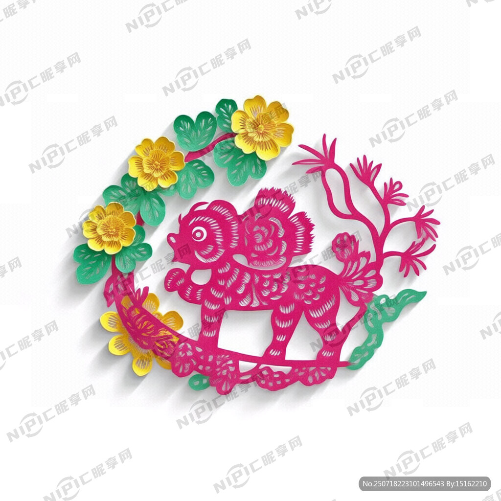 我要一张民间剪纸的卡通立体画面