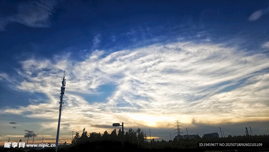夕阳下的城市天际线美景