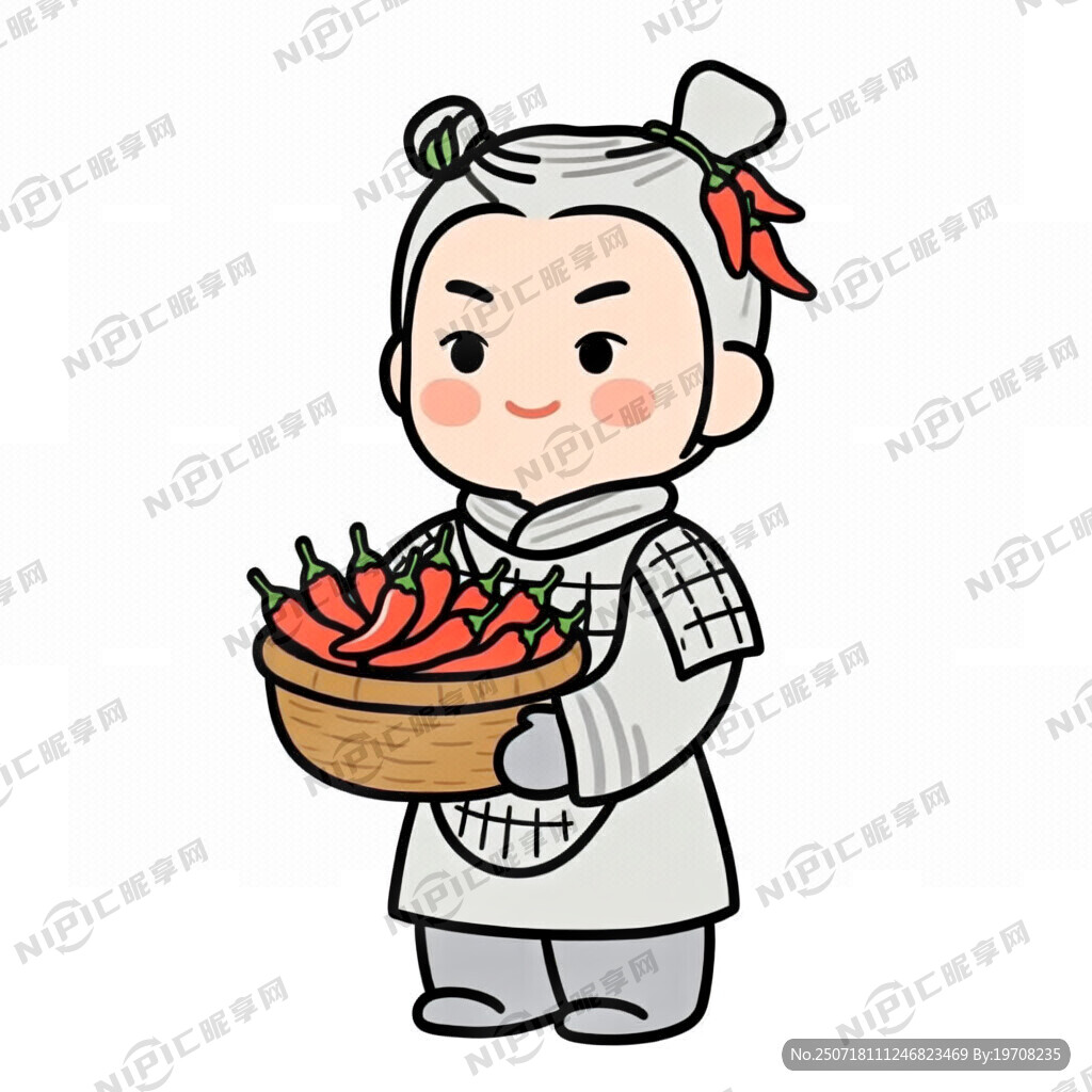 卡通版 兵马俑手拿框子