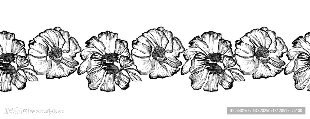 手绘花卉花边图案